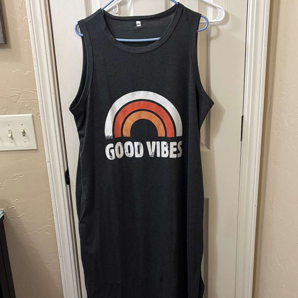 Good Vibes Sleeveless - Black and Orange